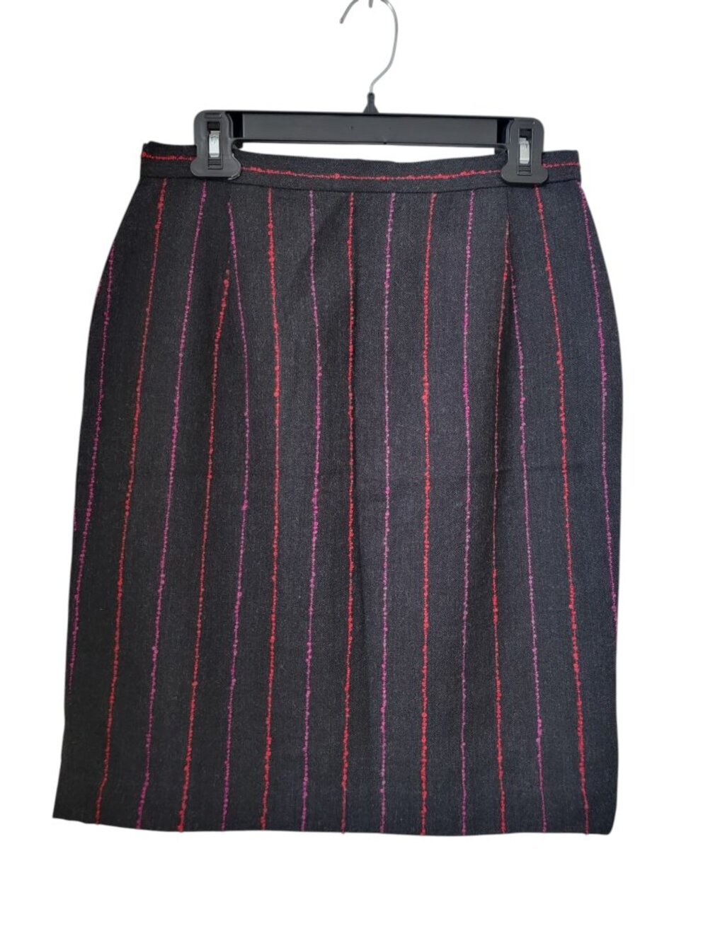 Randy Kemper Size 12 Vintage Black with Red & Purple Stripes Pencil Skirt